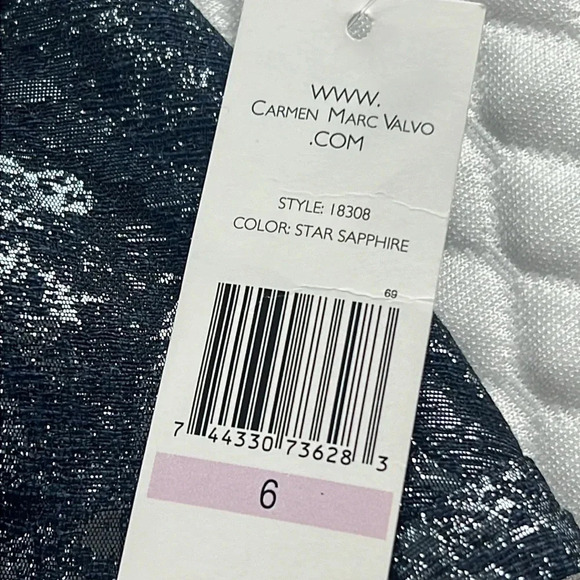 Carmen Marc Valvo Collection Wool Blend Sleeveless Metallic Jacquard Dress 6 NWT - Picture 7 of 14